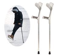 Stampelle per Adulti, Stampella Pieghevole, Presa Comoda e Resistente all'Usura, Stampelle per Avambraccio Altezza Regolabile, Portata 140 kg, Walker Bilanciato Unisex, Nero, Grigio