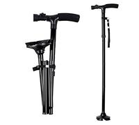 Stampelle per adulti Stampelle mediche Stampelle pieghevoli con luci a LED 85-95 cm Maniglie a T regolabili in altezza e stampelle con base a quattro zampe Comode