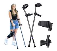 In-Motion - Stampelle per avambraccio, stampelle a molla per adulti, con manici ergonomici, punte articolate, misura alta (1,5 m - 1,8 m, 1,8 cm), leggere e resistenti, colore: carbone