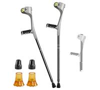 Stampelle per avambraccio regolabili per adulti (2 unità, polsino aperto), pieghevoli in alluminio per camminare con impugnatura riflettente ed ergonomica, comode e sicure (altezza applicabi