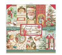 Stamperia Blocco Extra Piccolo, 10 Fogli, 15,24 x 15,24 cm (6" x 6"), Double Face Classic Christmas, Multicolore, 15.24x15.26