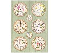 Stamperia Carta di Riso-Crea Felicità-Benvenuti a casa-Orologi, Multicolore, A4