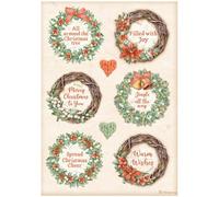 Stamperia - CARTA DI RISO F.TO A4 - ALL AROUND CHRISTMAS 6 GHIRLANDE