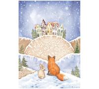 Stamperia - CARTA DI RISO F.TO A4 - WINTER VALLEY VOLPE E CONIGLIETTO