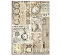 Stamperia Carta di riso per decoupage, formato A4, motivo: orologi antichi, DFSA4855
