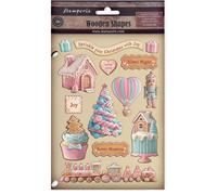 Stamperia - Coloured Wooden Shapes for Scrapbooking, Albums, Card Making, and Bullet Journals, Laser Cut, Printed for Enhanced Detail, Perfect for Hobbies, Crafts and Gifting (Candy Christmas) (A5)