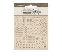 Stamperia - Decorative Chips for Scrapbooking, Albums, Card Making, and Bullet Journalling, Laser Cut Cardboard Shapes, Easy to Glue, Perfect for Crafts and Gifting (Family, Patchwork Pattern)