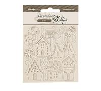 Stamperia - Decorative Chips for Scrapbooking, Albums, Card Making, and Bullet Journalling, Laser Cut Cardboard Shapes, Easy to Glue, Perfect for Crafts and Gifting (Candy Christmas, Marzipan Houses)