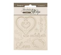 Stamperia - Decorative Chips for Scrapbooking, Albums, Card Making, and Bullet Journalling, Laser Cut Cardboard Shapes, Easy to Glue, Perfect for Crafts and Gifting (Timeless, Hearts)