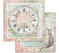 Stamperia Foglio Double Face-Orologio e Gatto, Multicolore, 31.5cmX30.5cm, 10 unità