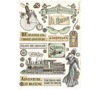 Stamperia International KFT Stamperia-Carta di Riso, Formato A4, Motivo: Voyages Fantastiques Elements, Multicolore