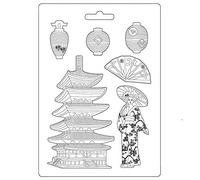 Stamperia International Stamperia-Soft Mould-sir Vagabond in Giappone-Pagoda, bianco, A4