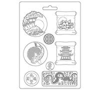 Stamperia International Stamperia-Soft Mould-sir Vagabond - Piatti giapponesi, formato A4, colore: Bianco