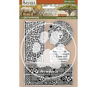 Stamperia International Stamperia-Timbro in Gomma HD-Savana Etnical Borders, Multicolore, 14 x 18 cm