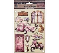 Stamperia Lavender Colored Wooden Shap, Multicolore, Asssorted