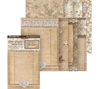 Stamperia Motivo in seta di paglia "Old Lace" DIN A6, 8 pezzi di carta decorativa per scrapbooking, materiale fai da te, vintage, motivo floreale