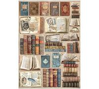 Stamperia Motivo in seta di paglia "Vintage Library Books"