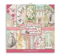 Stamperia Scrapbooking Pad Blocco 10 Fogli 30.5x30.5 (12"x12") -Double Face Orchids And Cats, Carta, Multicolore, 30.5cmX30.5cm
