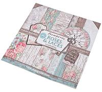 Stamperia SBBL25 Blocco 10 Fogli 30.5x30.5 (12"x12") -Double Face Roses, Laces, Wood, Carta, Multicolore, 30.5cmX30.5cm, 3 unità