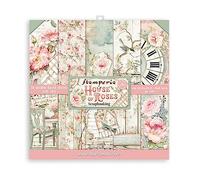 Stamperia SBBS08 Blocco di Carta 10 Fogli 20,3 x 20,3 (8" x 8") Double Face House of Roses, Multicolore