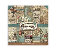 Stamperia SBBS12 Blocco di Carta 10 Fogli 20,3 x 20,3 (8" x 8") Double Face Around The World, Multicolore