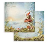 Stamperia - Scrapbook Sheets for Scrapbooks, Albums, Card Making, Bullet Journals and More, Acid Free, Double-Sided, Perfect for Crafts and Gifting (Hidden Grove, Gnome) (30.5 x 31.5cm)