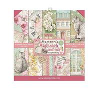 Stamperia Scrapbooking Miniblock 10 Fogli cm 20,3x20,3 Orchidee e Gatti, Carta, Vari, 20.3cmX20.3cm