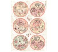 Stamperia Shabby Pink Straw Silk - Cerchi fantasia - Formato A4 28 gsm carta velina con motivo