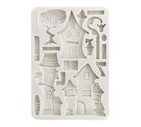 Stamperia - Silicon Mould A5 for Scrapbooks, Bullet Journals and More, Non-Stick Surface, Suitable for Air-Dry Clay, Resin and More, Perfect for Crafts and Gifting (Furry Friends, Houses)