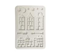 Stamperia - Silicon Mould A5 for Scrapbooks, Bullet Journals and More, Non-Stick Surface, Suitable for Air-Dry Clay, Resin and More, Perfect for Crafts and Gifting (Christmas Village)