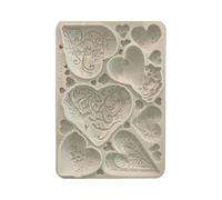 Stamperia - Silicon Mould A5 for Scrapbooks, Bullet Journals and More, Non-Stick Surface, Suitable for Air-Dry Clay, Resin and More, Perfect for Crafts and Gifting (Alice in Christmas, Simple Hearts)