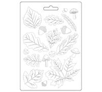 Stamperia - Soft Mould A5 for Scrapbooking, Albums, Bullet Journals and More, Suitable for Soft Clay, Ceramic Powder and More, Perfect for Hobbies, Crafts and Gifting (Whispering Woods, Leaves)