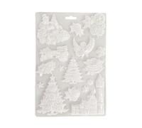 Stamperia - Soft Mould A5 for Scrapbooks, Album, Bullet Journals and More, Suitable for Soft Clay, Ceramic Powder and More, Perfect for Crafts and Gifting (Gear Up for Christmas, Tress and Elements)
