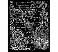 Stamperia - Spessi stencil per scrapbooking, album, card, bullet journalling, and more, materiale flessibile, facile da pulire, perfetto per artigianato e regalo (Sir Vagabond in Fantasy World Gears)
