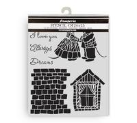 Stamperia - Thick Stencil for Scrapbooks, Albums, Cards, Bullet Journals, and More, Flexible Material, Easy to Clean, Perfect for Crafts and Gifting (Family, House and Mice)