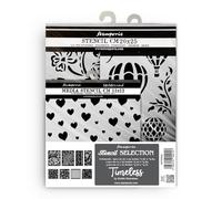 Stamperia - Thick Stencils for Scrapbooks, Albums, Cards, Bullet Journalling, and More, Flexible Material, Easy to Clean, Perfect for Hobbies, Crafts and Gifting, 8 Pieces (Timeless, Assortment)