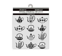 Stamperia - Thick Stencils for Scrapbooks, Albums, Cards, Bullet Journalling, and More, Flexible Material, Easy to Clean, Perfect for Hobbies, Crafts and Gifting (Alice in Christmas, Tea Pots)