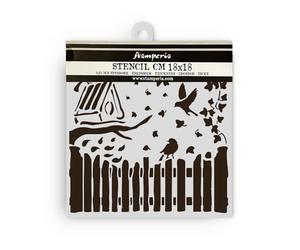 Stamperia - Thick Stencils for Scrapbooks, Albums, Cards, Bullet Journalling, and More, Flexible Material, Easy to Clean, Perfect for Hobbies, Crafts and Gifting (House of Roses, Fence and Birds)