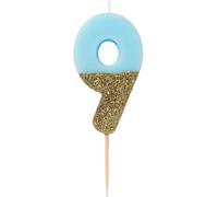 Stamperia, We Heart Birthdays Glitter Number Candle 9, Blue