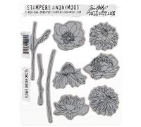 Stampers Anonymous Tim Holtz Cling Rubber Stamp Set 7"X8.5"-Flower Garden