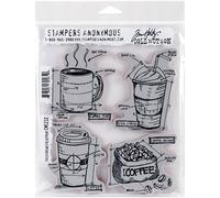 Stampers Anonymous Tim Holtz Cling Rubber Stamp Set 7"X8.5"-Fresh Brewed Blueprint