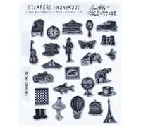Tim Holtz - Set di timbri Stampers Anonymous su supporto acrilico, timbri di gomma originali Piccole Cose Red
