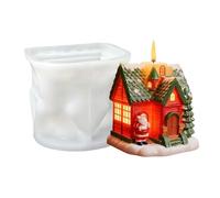 Stampi 3D in silicone a forma di casa, per candele natalizie con igloo e alberi, facile da rilasciare, stampo a forma di casa per colata in resina, decorazione natalizia per la casa e le vacanze