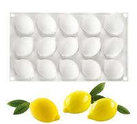 Stampi al cioccolato stampi di caramelle in silicone stampi da fondente a forma di limone 3d stampi da frutta da 15 cavità non stick non rilascio facile rilascio limone silicone stampo dessert, stamp
