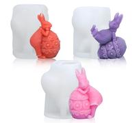 Stampi Candele,Mein HERZ 3 Pezzi Stampi in Silicone per Conigli Pasquali 3D Conigli Stampi in Silicone per decorazioni per torte,Cioccolato, Sapone, Cera di soia, Regali di Pasqua