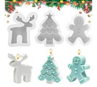 Stampi Candele Natale, 3 stampi per candele natalizie,pan di zenzero, alce e albero di Natale, Stampi in silicone per candele natalizie, Stampi natalizi per candele, Decorazioni Natalizie Fai Da Te