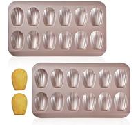 Stampi da cottura da 2 pacchetti da forno a 12 cavity a forma di guscio francese Cookie forma di conchiglia stampi per biscotti antiaderenti resistenti ad alta temperatura per torte, muffin e desse