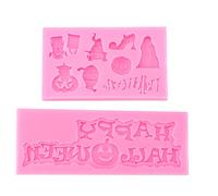 Stampi da forno in silicone per Halloween Premium antiaderenti durevoli fai da te strega spettro tacchi alti forma per torte cioccolato fondente decorazioni rosa 2 pezzi set