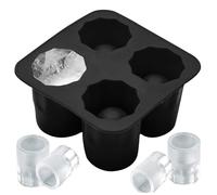 Stampi da tiro in silicone, stampo in vetro a tiro silicone, 4 cavità vetro di ghiaccio rotondo, tazza di cioccolato antiaderente riutilizzabile con 1 oz ciascuno per il whisky da cocktail con