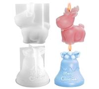 Stampi di candele stampi di silicone natalizio renna 3d ＆ campana di resina natalizia stampi per fusione epossidica fai -da -te stampo di resina per preparare aromaterapia in cera decorazione per